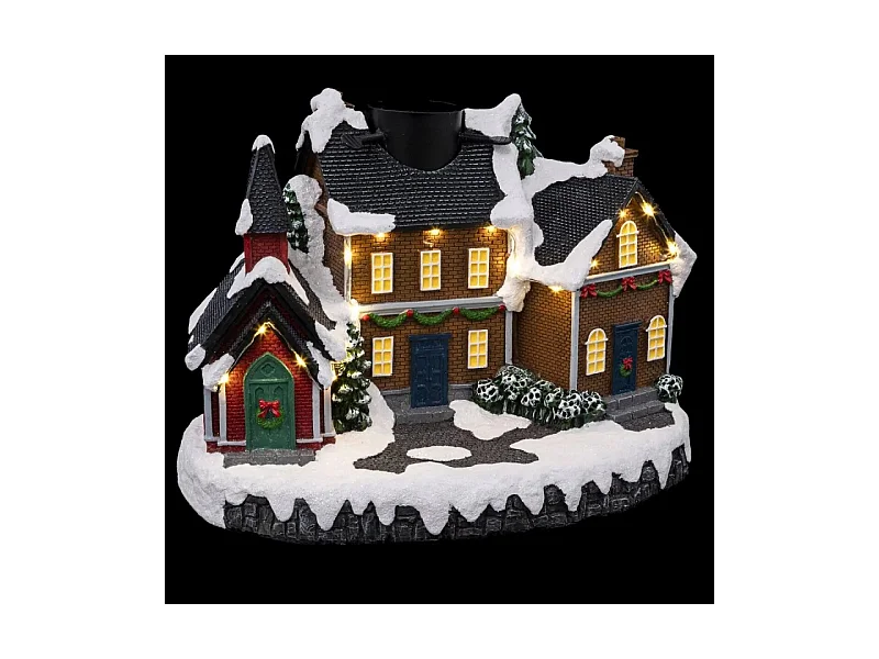 Pied de Sapin Led "Village de Noël" 28cm Multicolore