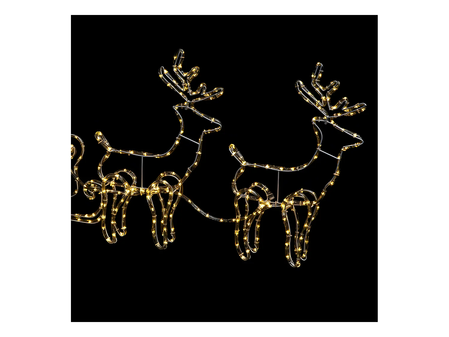 Déco Extérieur Intérieur Traineau et 2 Rennes Tube 320 LED Blanc chaud