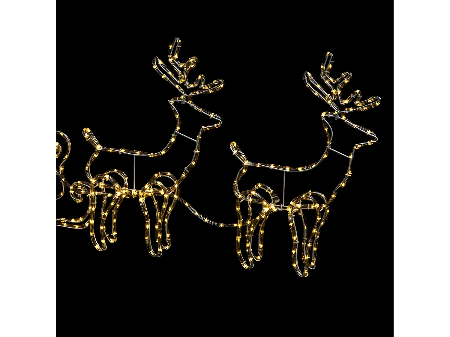 Déco Extérieur Intérieur Traineau et 2 Rennes Tube 320 LED Blanc chaud