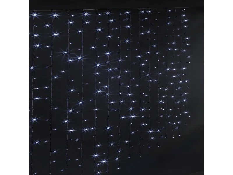 Guirlande lumineuse programmable  Rideau 20 tombées 300 LED Blanc froid