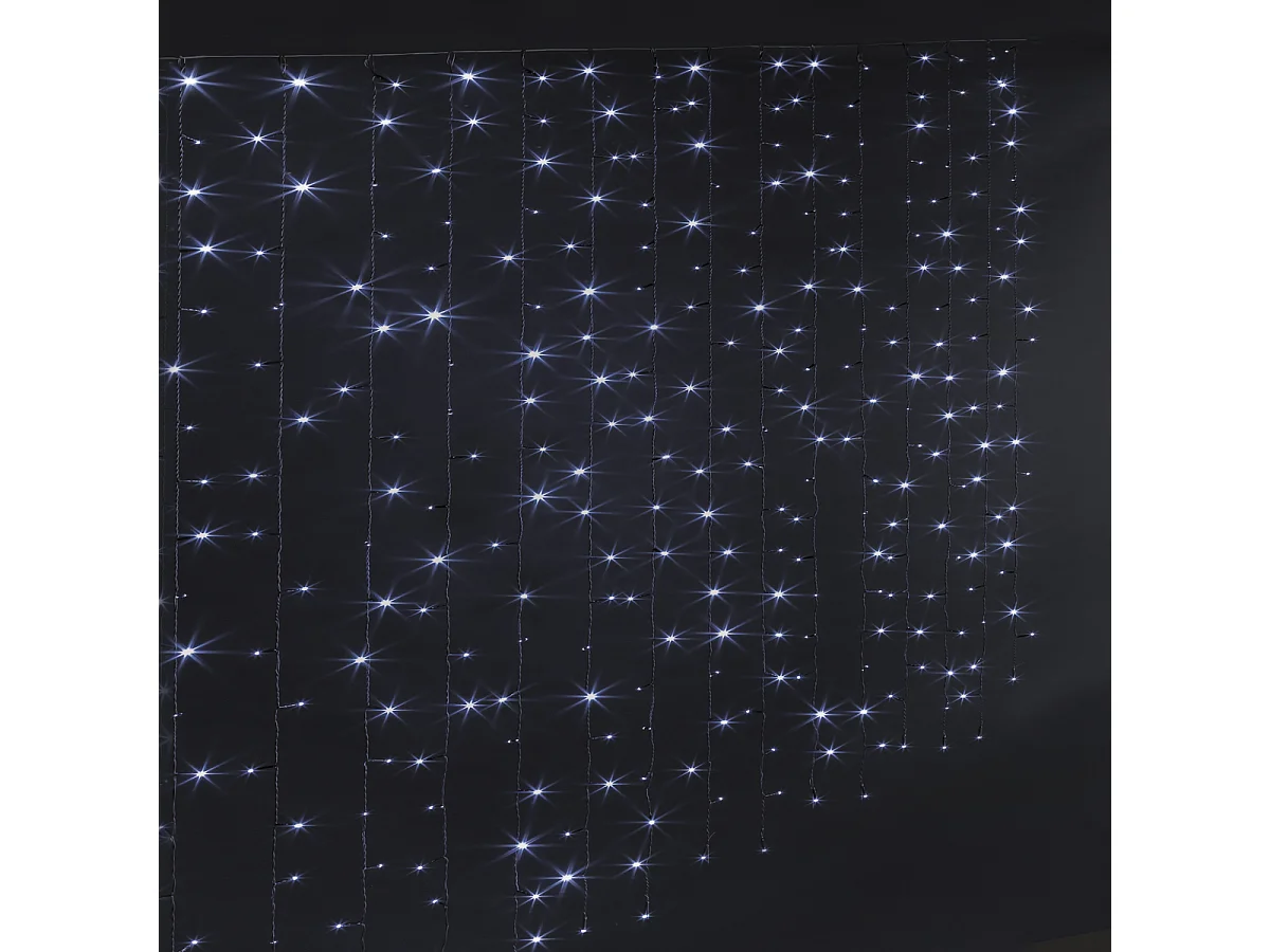 Guirlande lumineuse programmable Rideau 10 tombées 150 LED Blanc froid