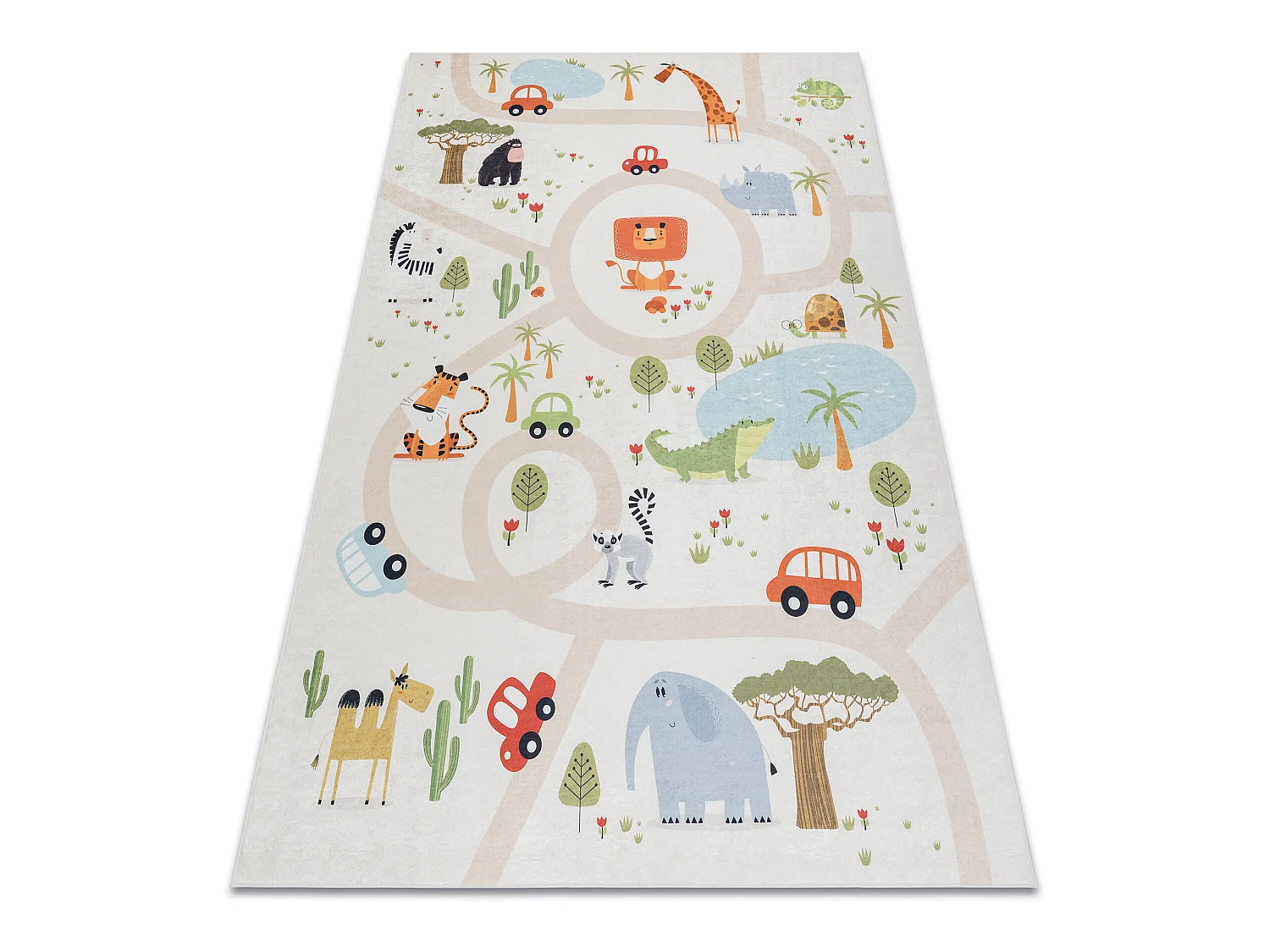 Tapis lavable BAMBINO 1165 zoo pour les enfants antidérapant - beige 160x220 cm