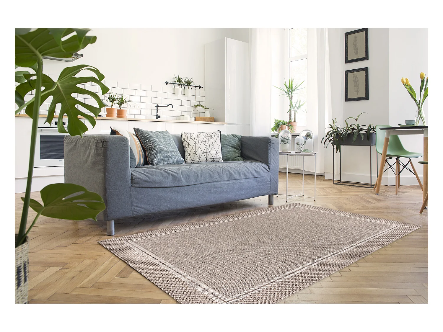 Tapis SIZAL BOHO 46201051 Cadre beige 120x170 cm