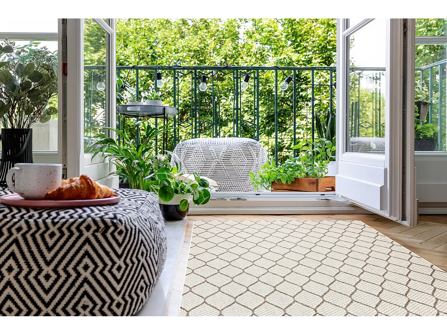 Sisal tapijt SISAL BOHO 46211061 klaver geruite beige  200x290 cm