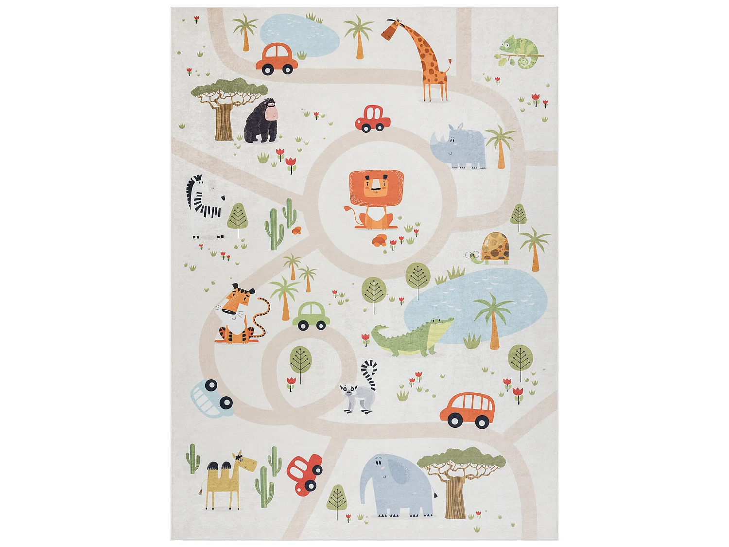 Tappeto lavabile BAMBINO 1165 Zoo per bambini antiscivolo - beige 140x190 cm