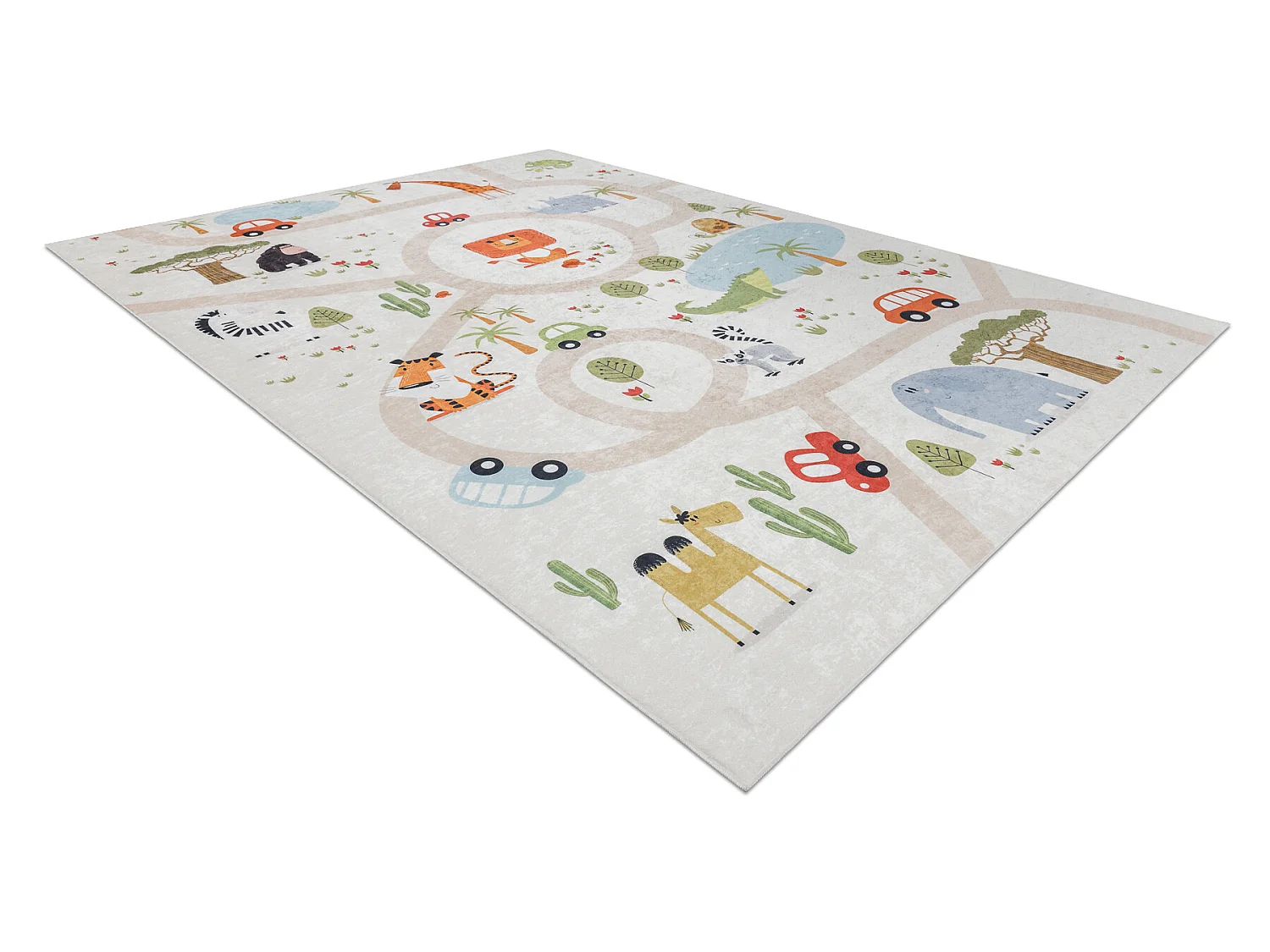 Tappeto lavabile BAMBINO 1165 Zoo per bambini antiscivolo - beige 140x190 cm
