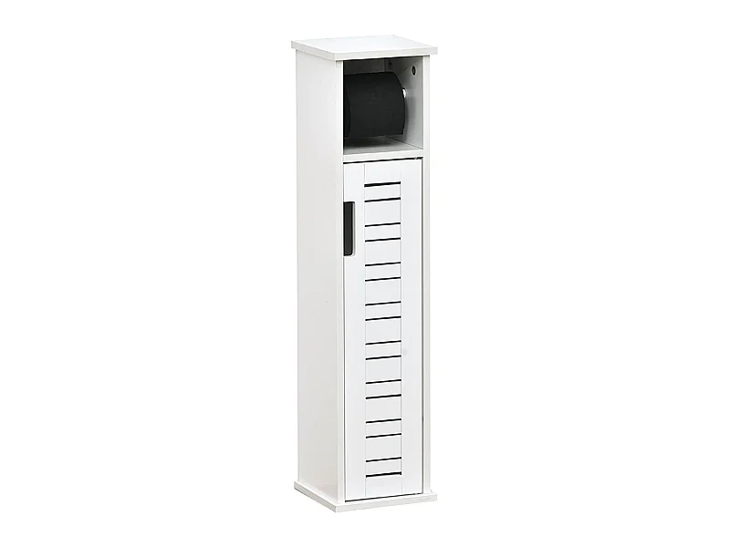 Réserve et Dérouleur de Papier WC 1 porte et 1 étagère H 75 cm - Blanc Miami