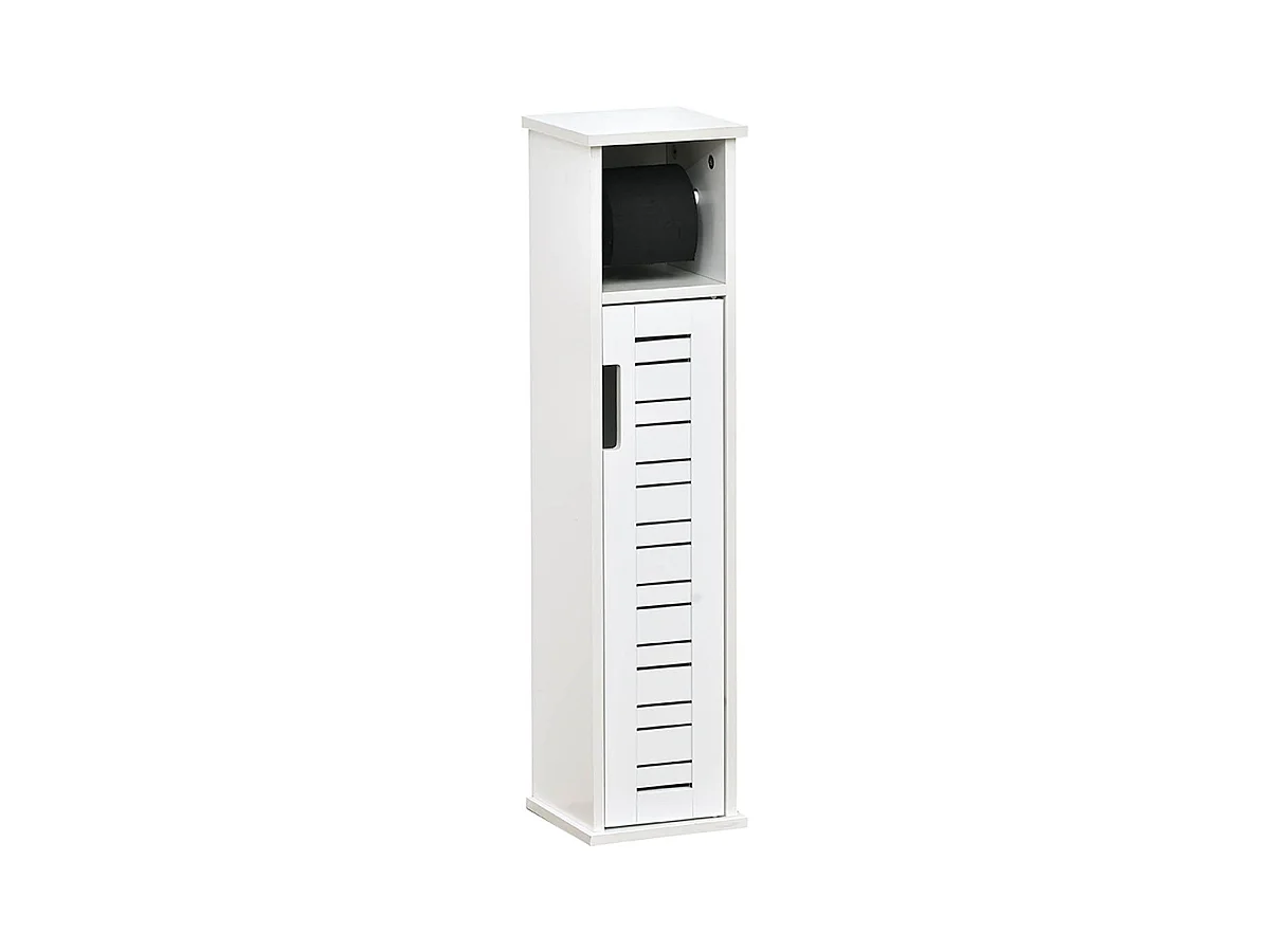 Réserve et Dérouleur de Papier WC 1 porte et 1 étagère H 75 cm - Blanc Miami