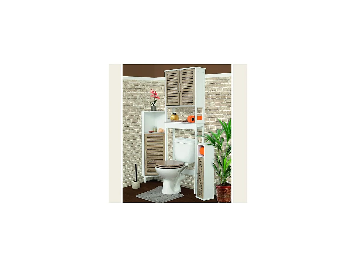 Réserve et Dérouleur de Papier WC 1 porte et 1 étagère intérieure H 75 cm - Stockholm