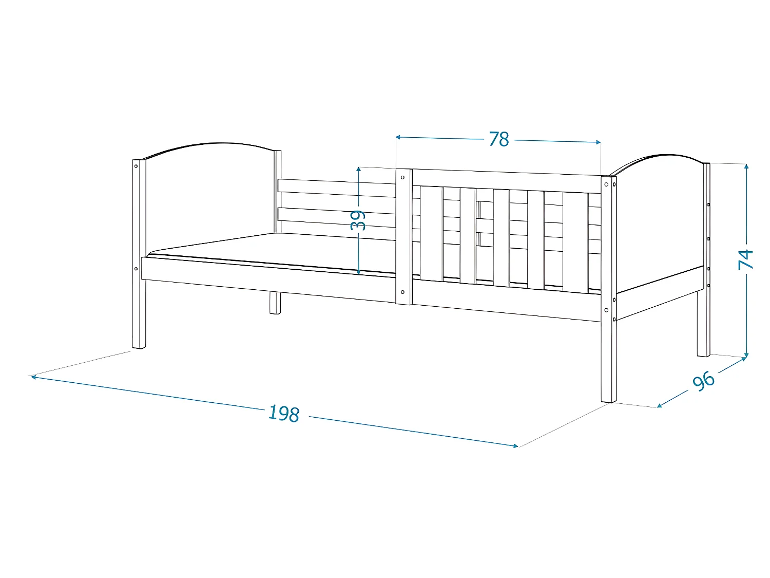 Lit Enfant Tom 90x190 Blanc - vert Livré avec sommiers