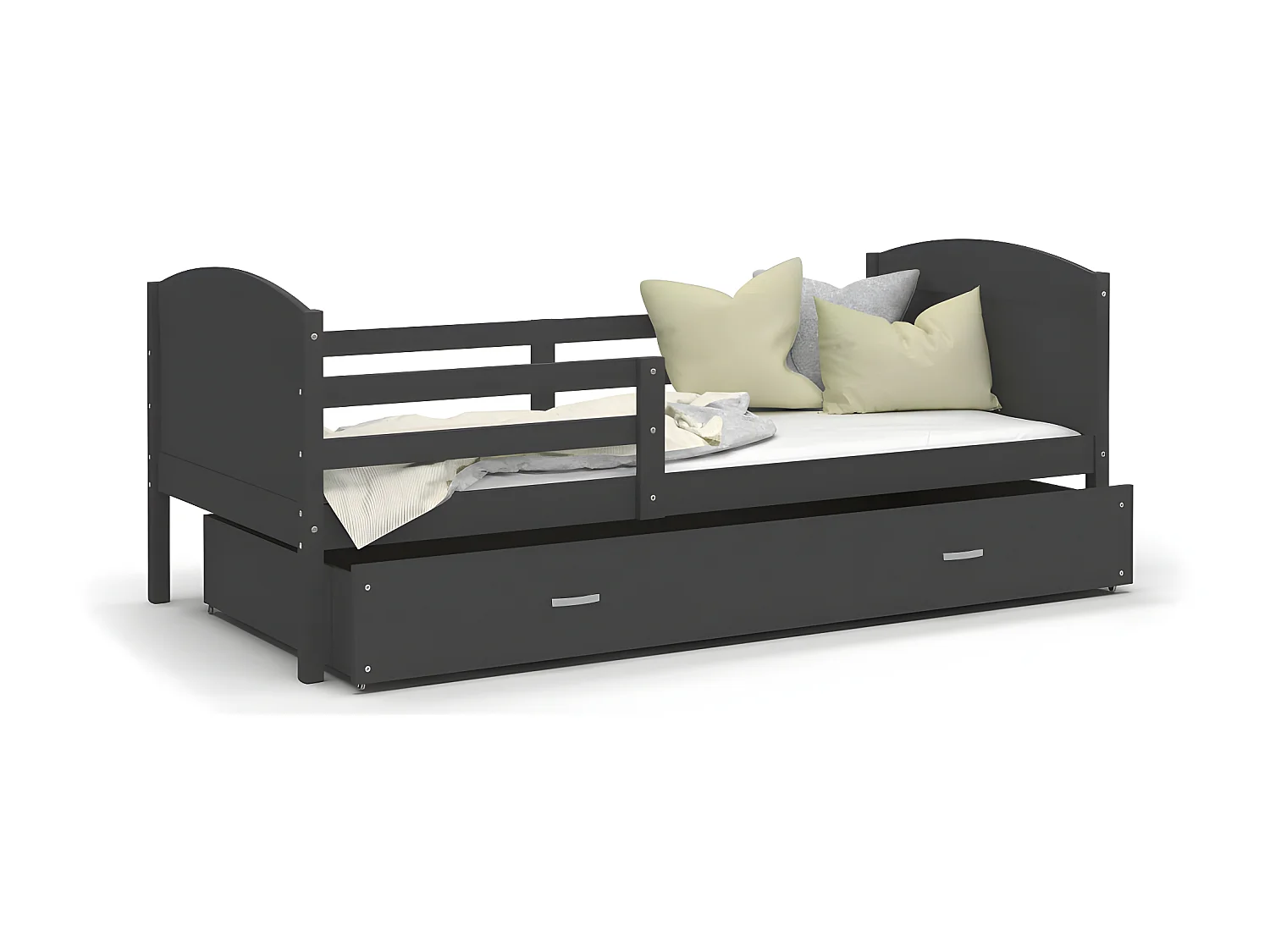 Lit Enfant Matis 90x190  ( Sans Matelas ) Gris - gris Livré avec le sommiers et tiroir.