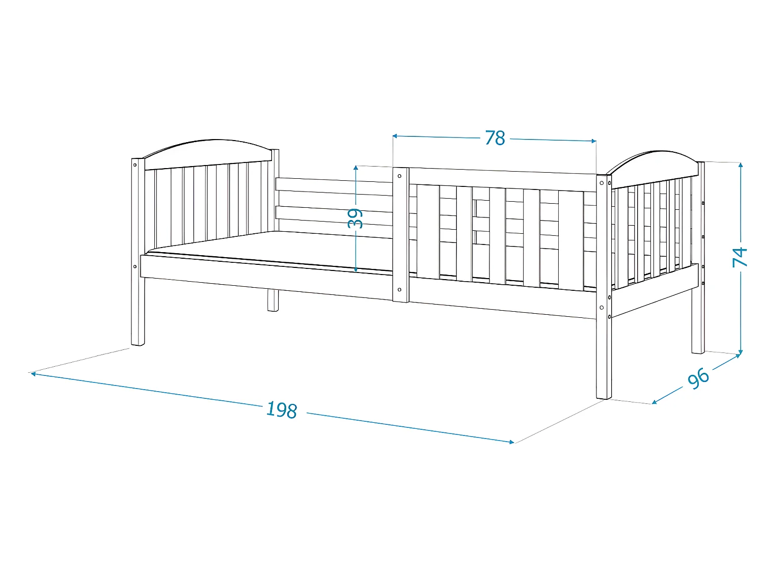Lit Enfant Leo 90x190 Pin Livré avec sommiers