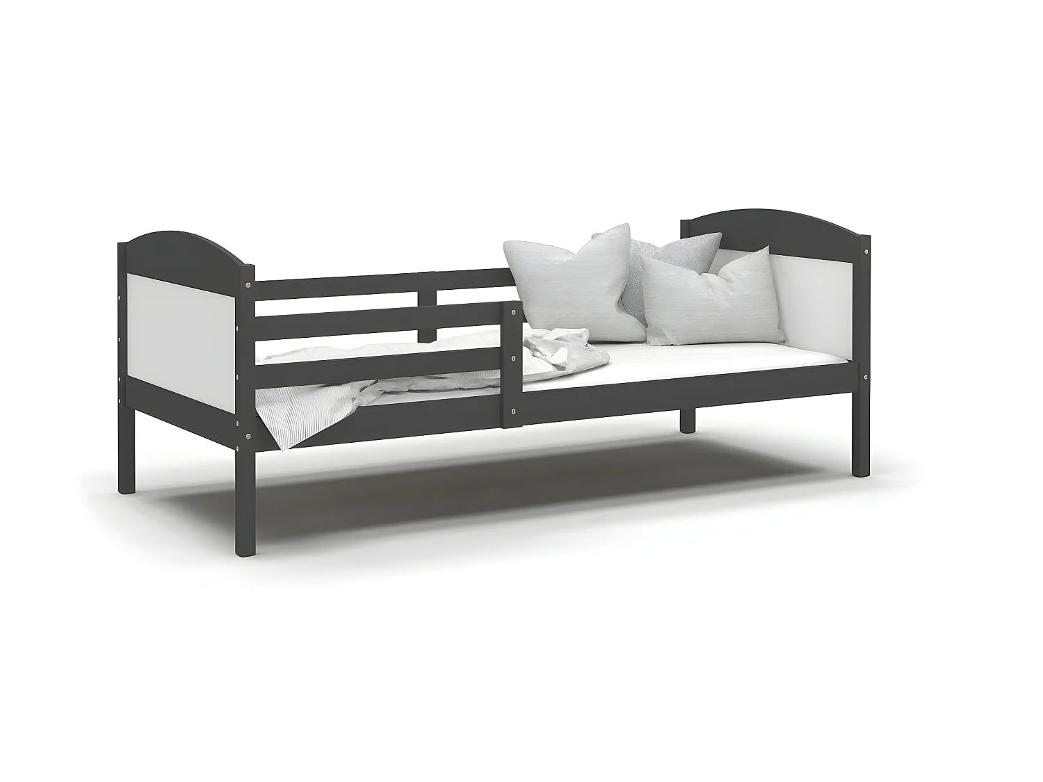 Lit Enfant Mati 90x190 Gris - blanc Livré avec sommiers