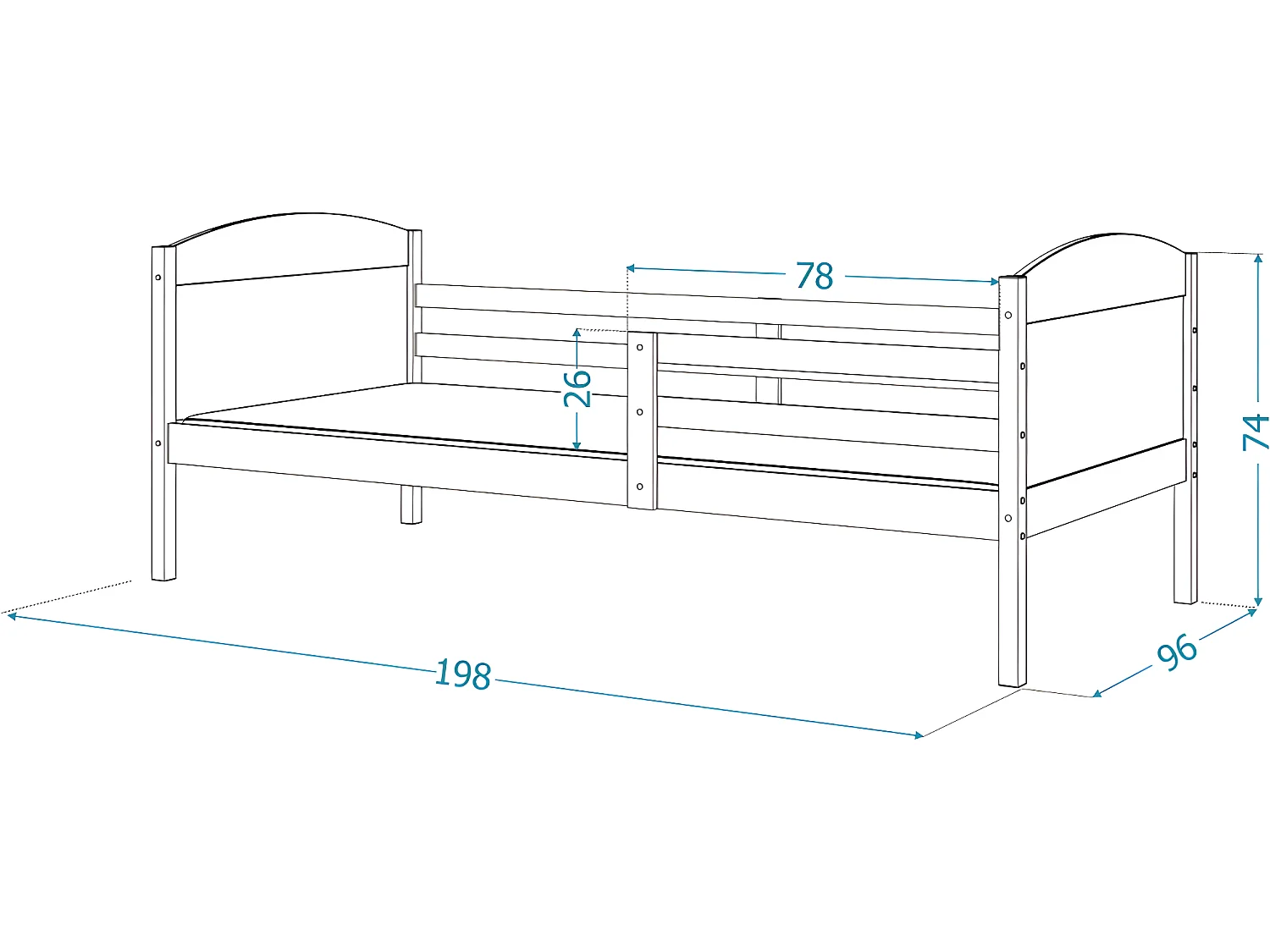 Lit Enfant Mati 90x190 Blanc - bleu Livré avec sommiers