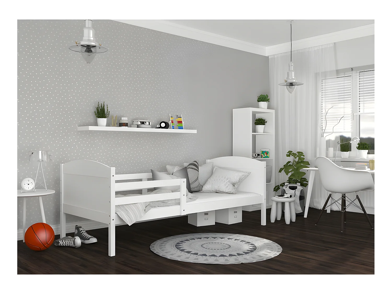 Lit Enfant Mati 90x190 Blanc - blanc Livré avec sommiers