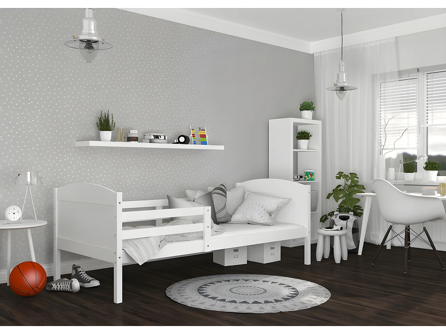 Lit Enfant Mati 90x190 Blanc - blanc Livré avec sommiers