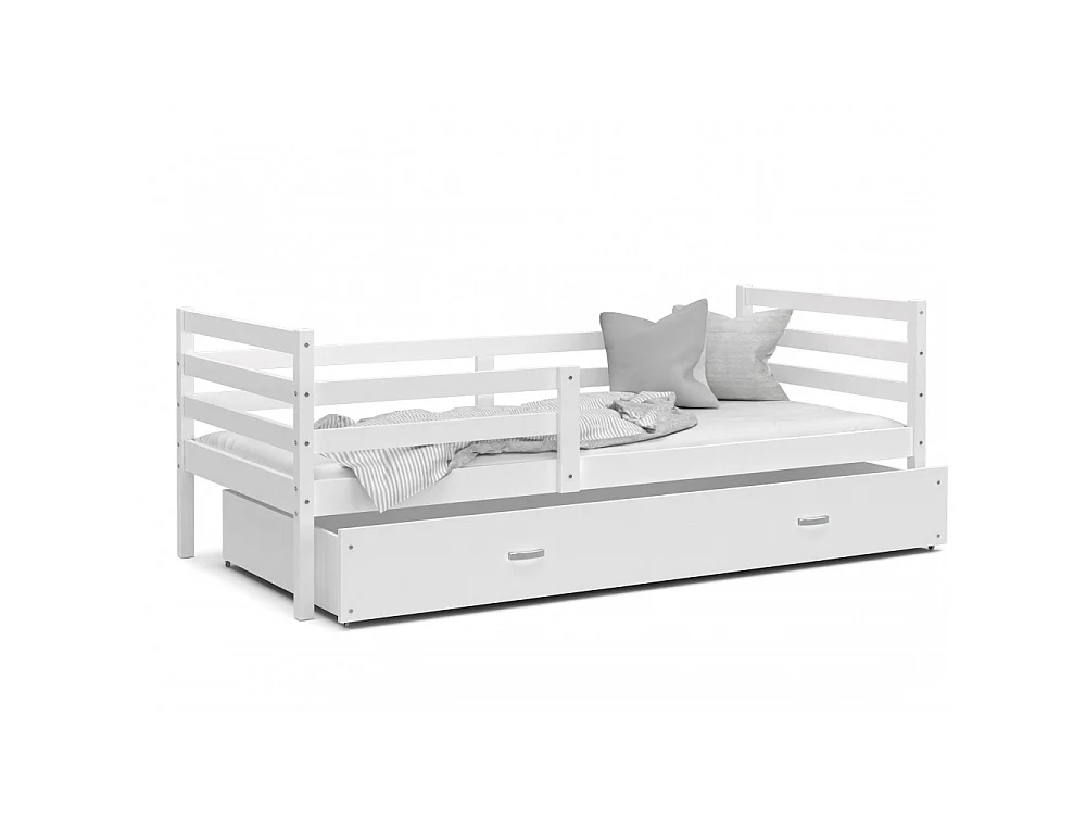 Lit Enfant Milo 90x190 tiroir + Matelas Blanc - blanc