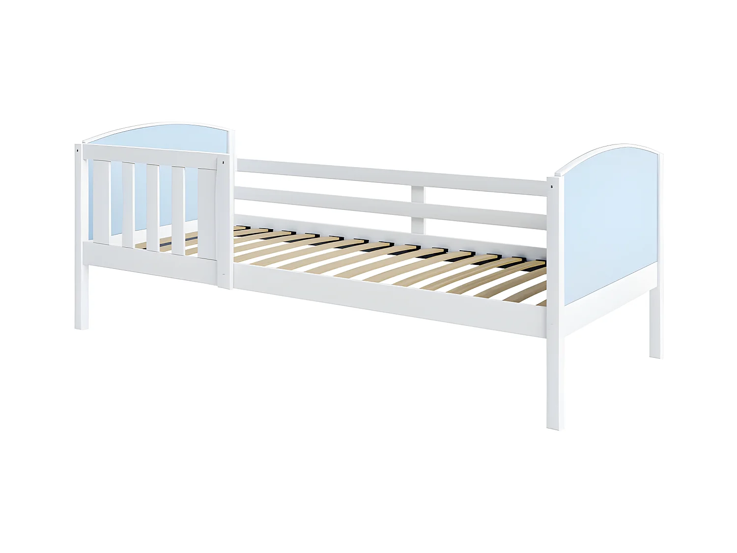 Lit Enfant Tom 90x190 Blanc - bleu Livré avec sommiers
