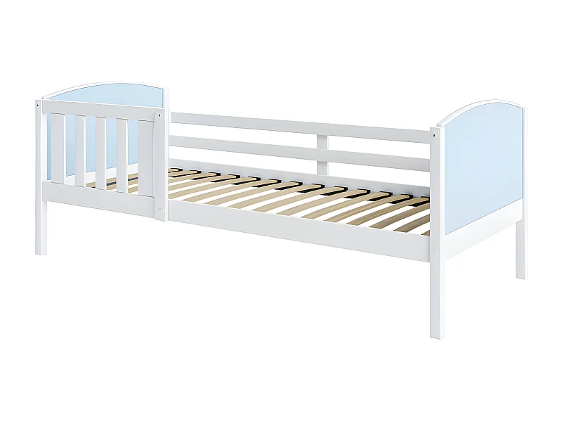 Lit Enfant Tom 90x190 Blanc - bleu Livré avec sommiers