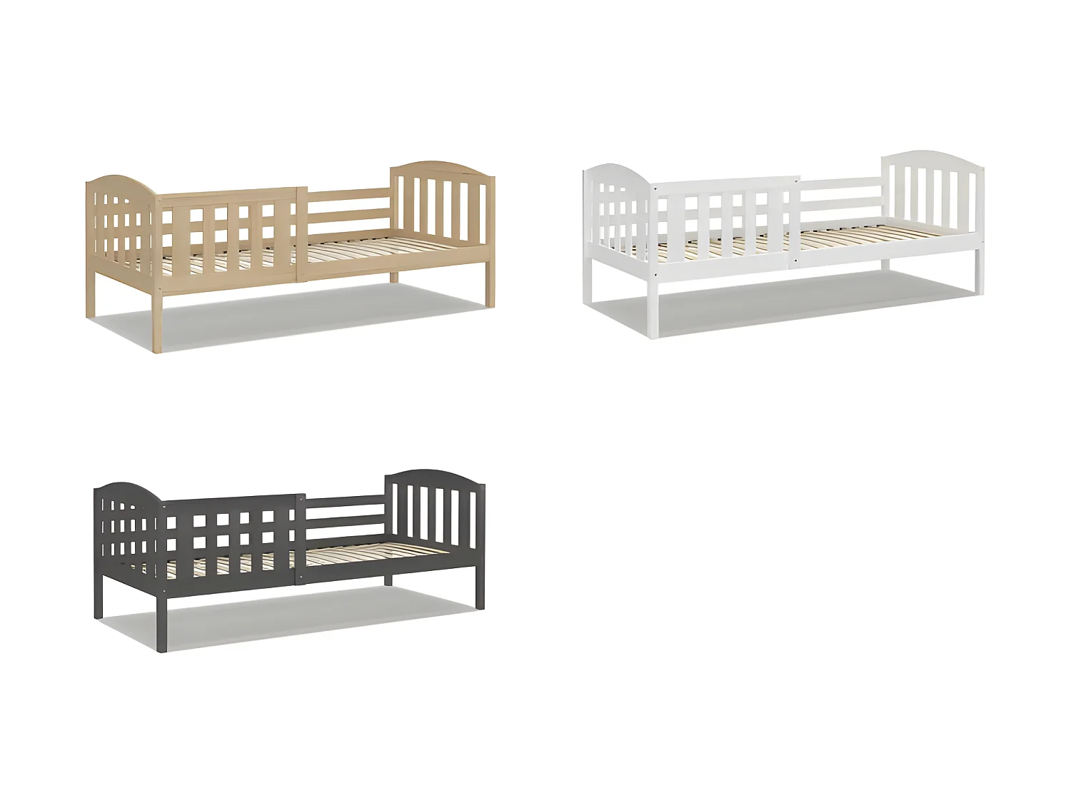 Lit Enfant Leo 90x190 Gris Livré avec sommiers