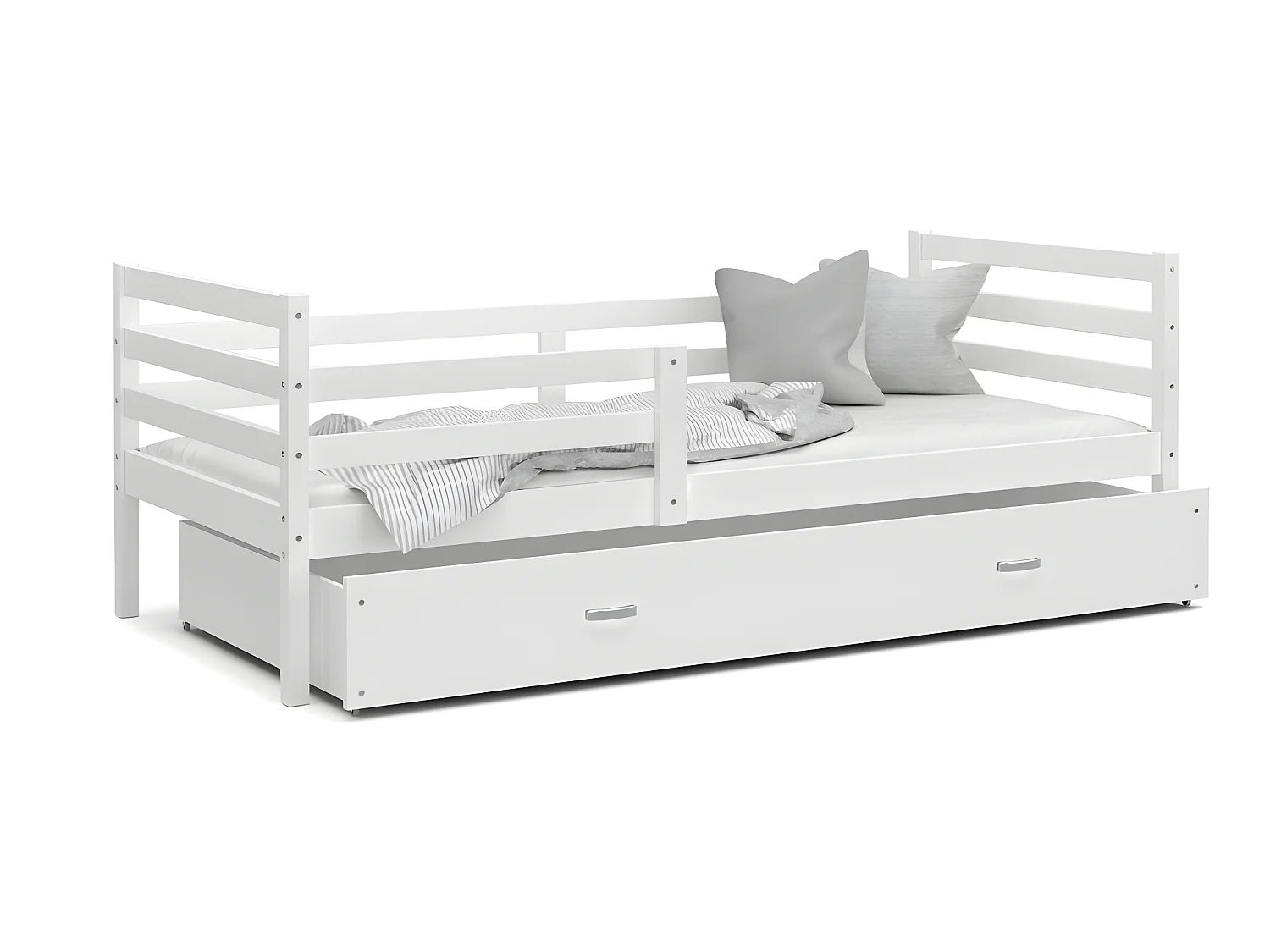 Lit Enfant Malo 90x190  ( Sans Matelas ) Blanc - blanc Livré avec le sommiers et tiroir.