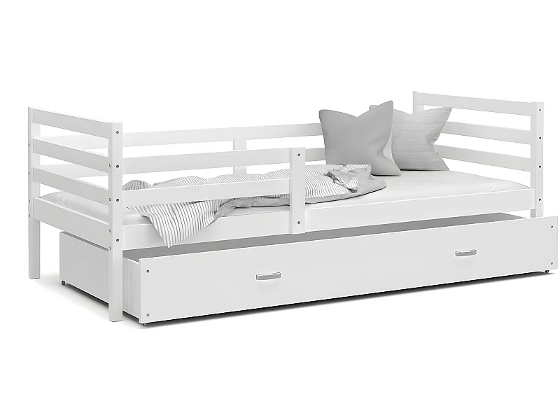 Lit Enfant Malo 90x190  ( Sans Matelas ) Blanc - blanc Livré avec le sommiers et tiroir.