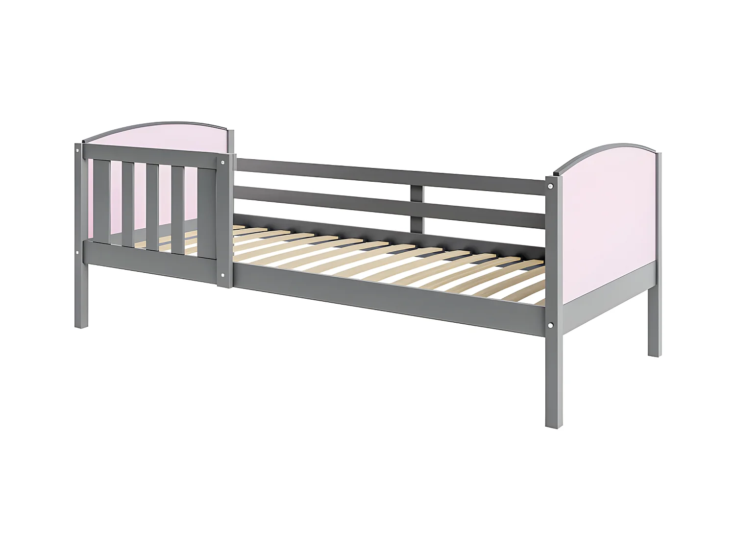 Lit Enfant Tom 90x190 Gris - rose Livré avec sommiers