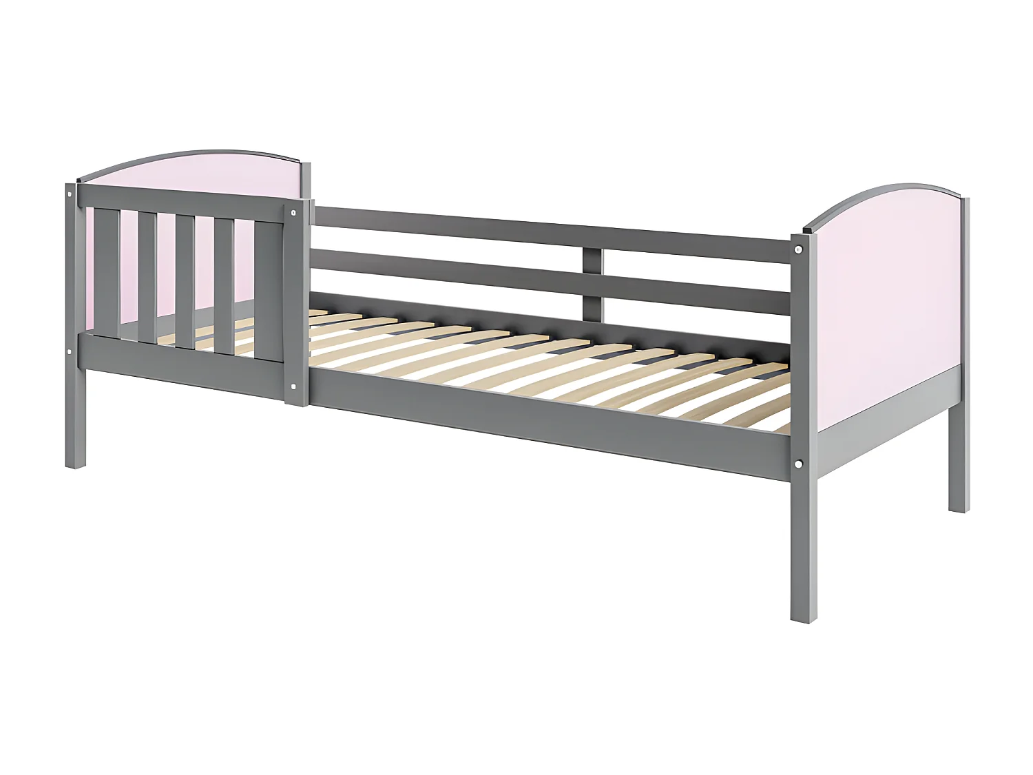 Lit Enfant Tom 90x190 Gris - rose Livré avec sommiers