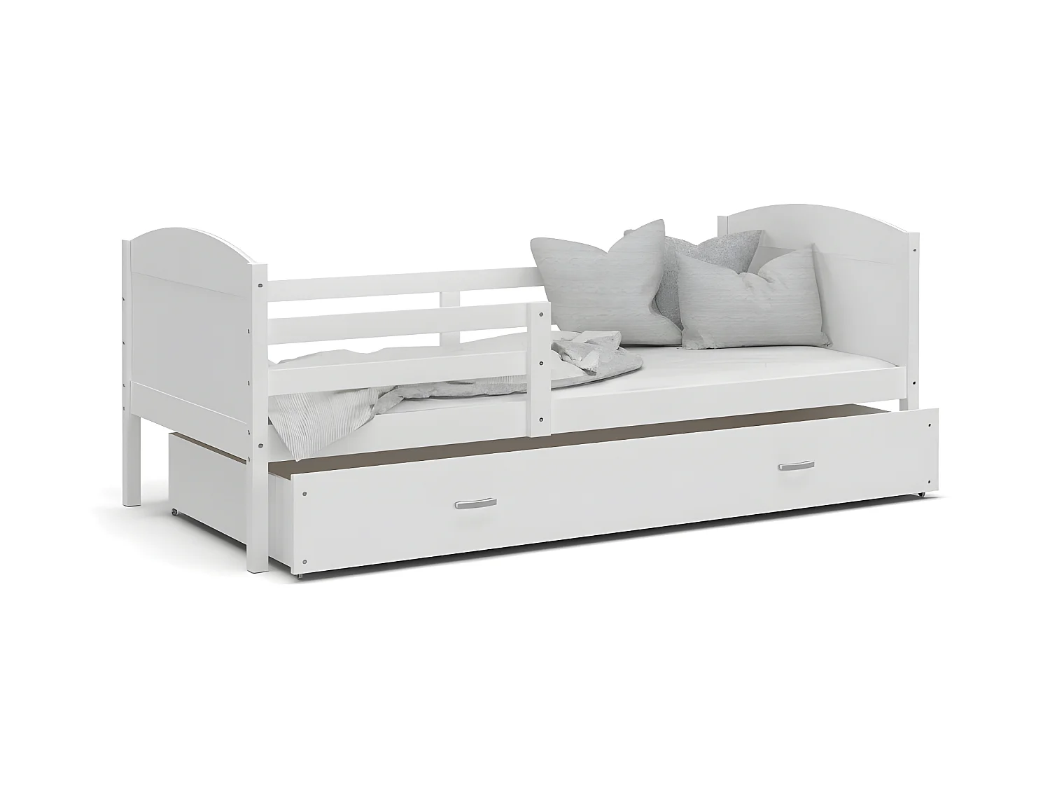 Lit Enfant Matis 90x190  ( Sans Matelas ) Blanc - blanc Livré avec le sommiers et tiroir.