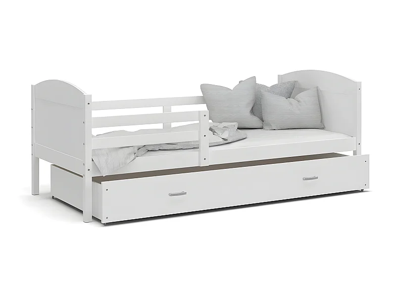 Lit Enfant Matis 90x190  ( Sans Matelas ) Blanc - blanc Livré avec le sommiers et tiroir.
