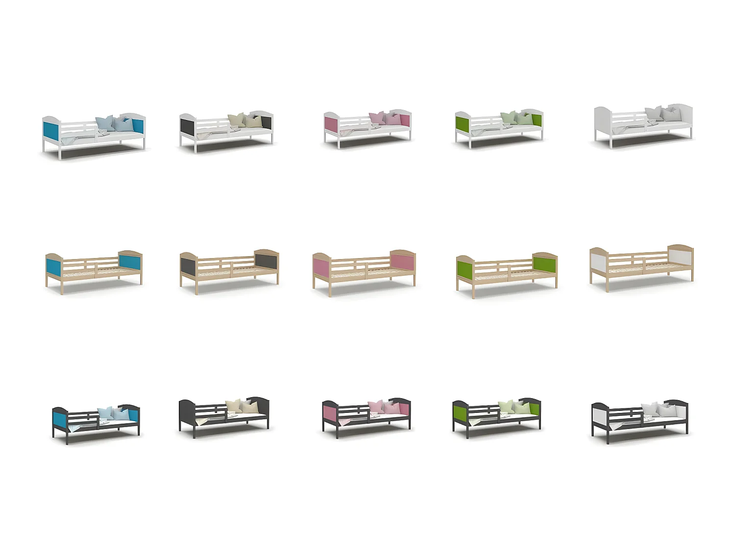 Lit Enfant Mati 90x190 Pin - blanc Livré avec sommiers