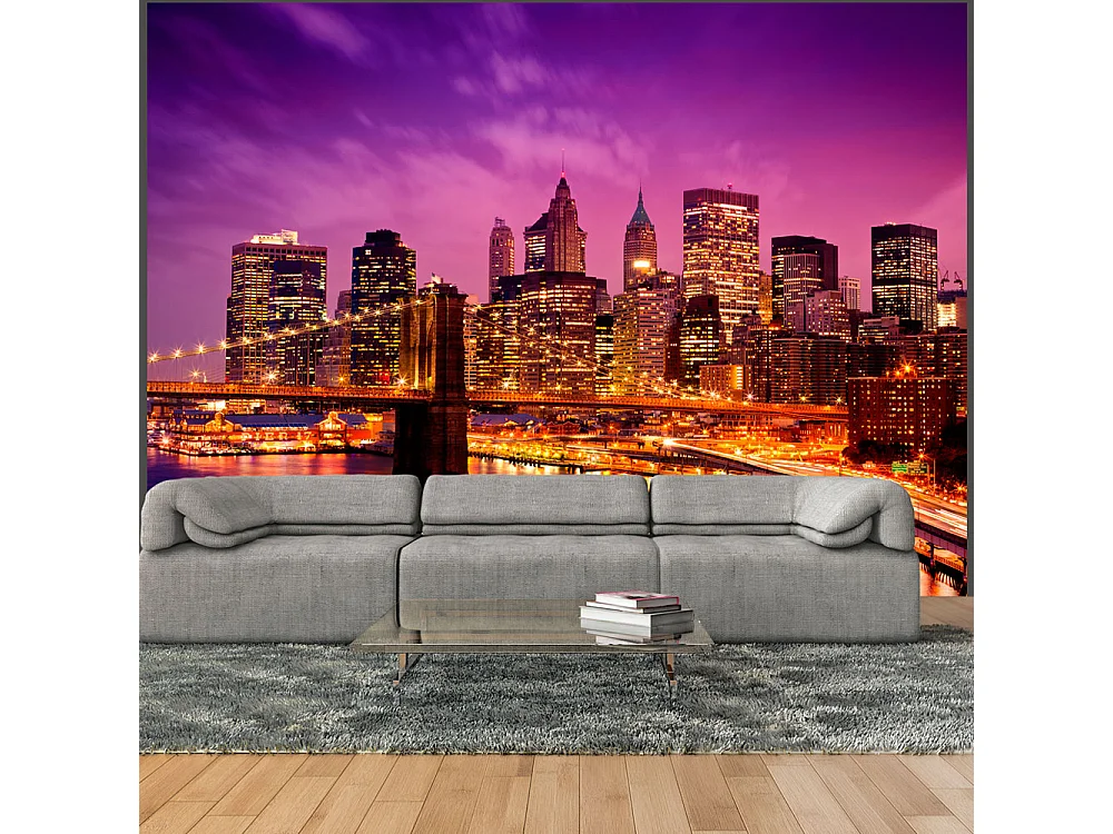 ABAKUHAUS Set Di 4 Federe Per Cuscini New York Ponte Di Brooklyn - 45x45 Cm, Stampa Fronte/Retro, Tessuto Microfibra, Nero Seppia