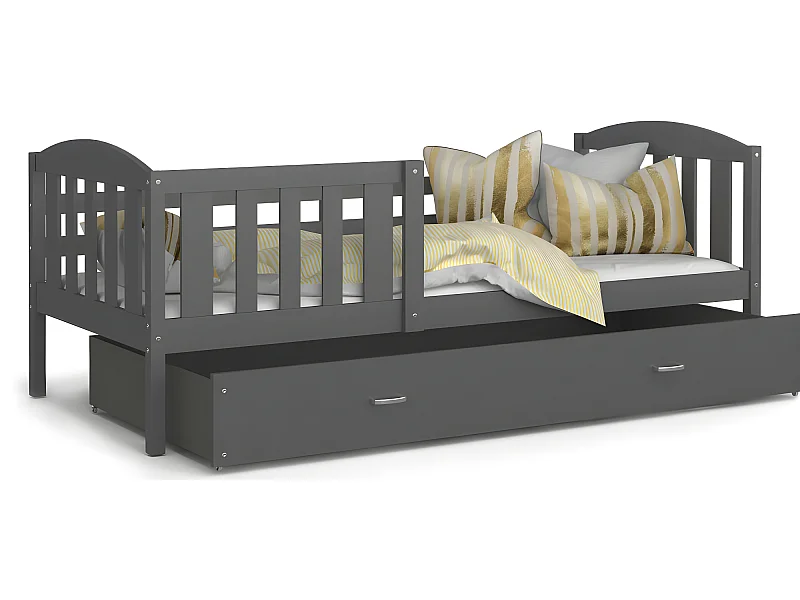 Lit Enfant Cleo 90x190  ( Sans Matelas ) Gris - gris Livré avec le sommiers et tiroir.