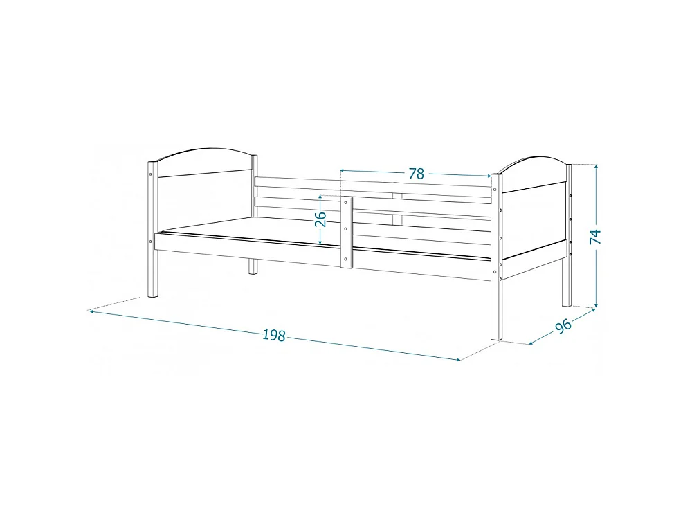 Lit Enfant Mati 90x190 Pin - bleu