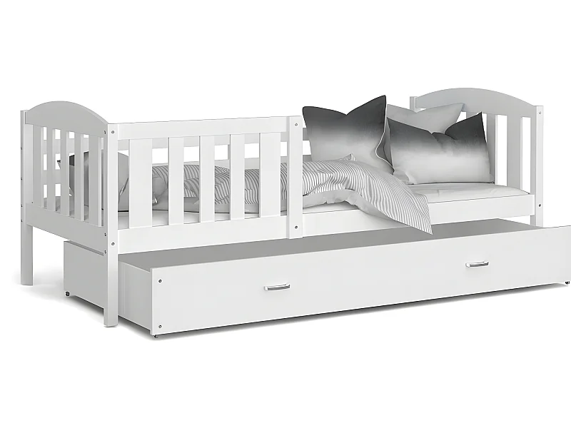Lit Enfant Cleo 90x190  ( Sans Matelas ) Blanc - blanc Livré avec le sommiers et tiroir.