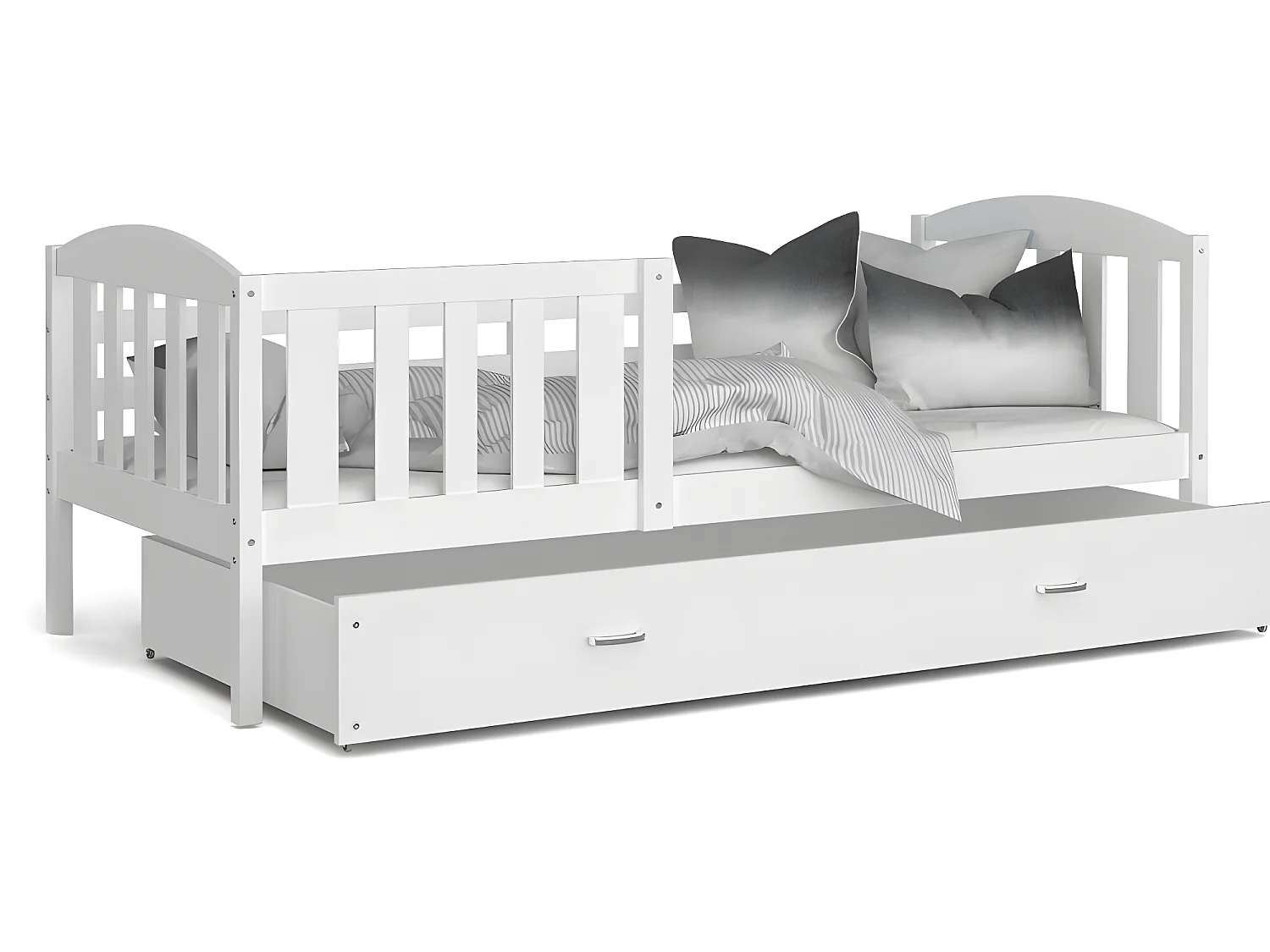 Lit Enfant Cleo 90x190  ( Sans Matelas ) Blanc - blanc Livré avec le sommiers et tiroir.