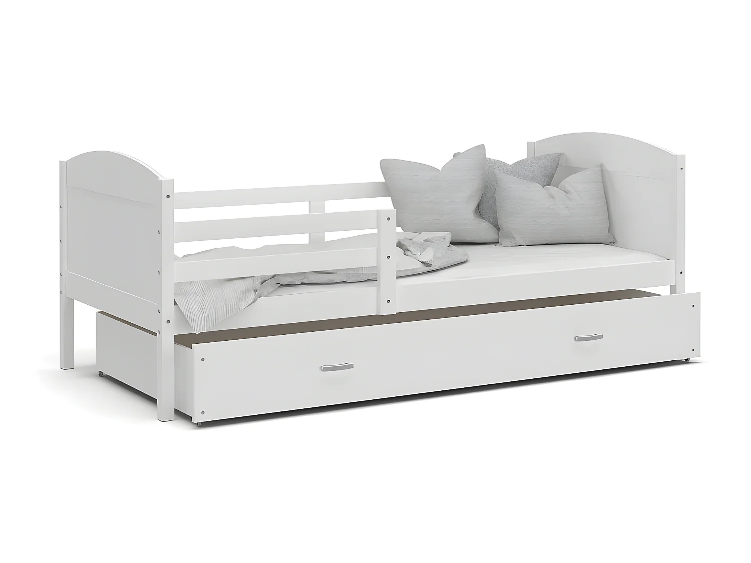 Lit Enfant Mateo 90x190 Blanc - blanc Livré avec sommiers, tiroir et matelas en mousse de 7cm