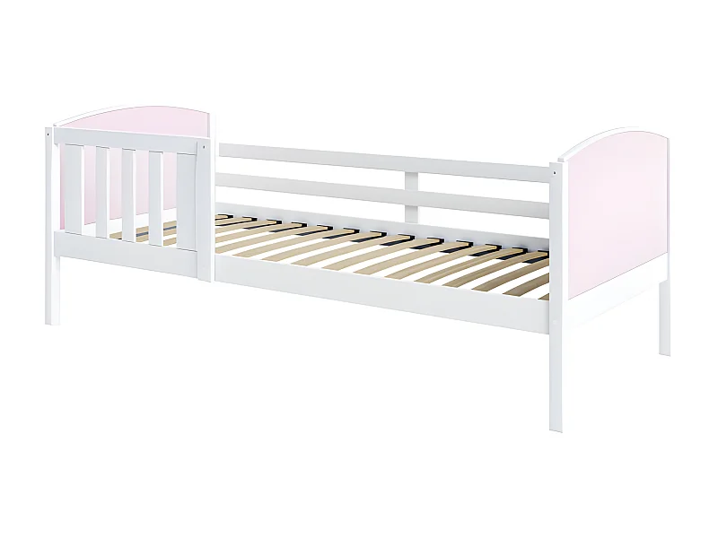 Lit Enfant Tom 90x190 Blanc - rose Livré avec sommiers