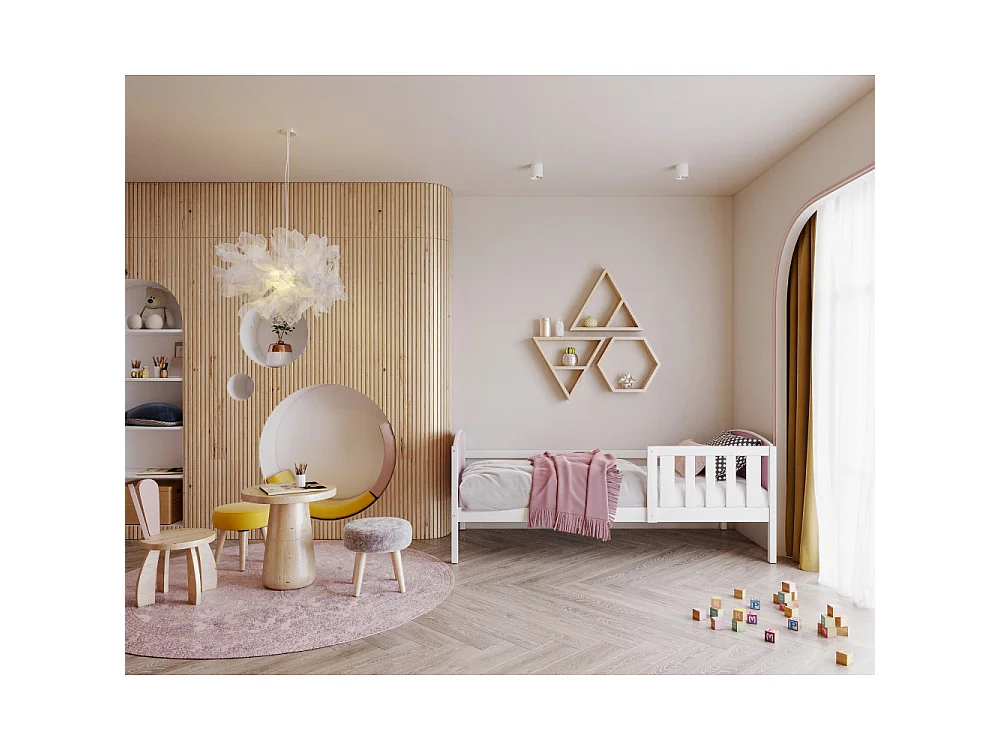 Lit Enfant Tom 90x190 Blanc - rose