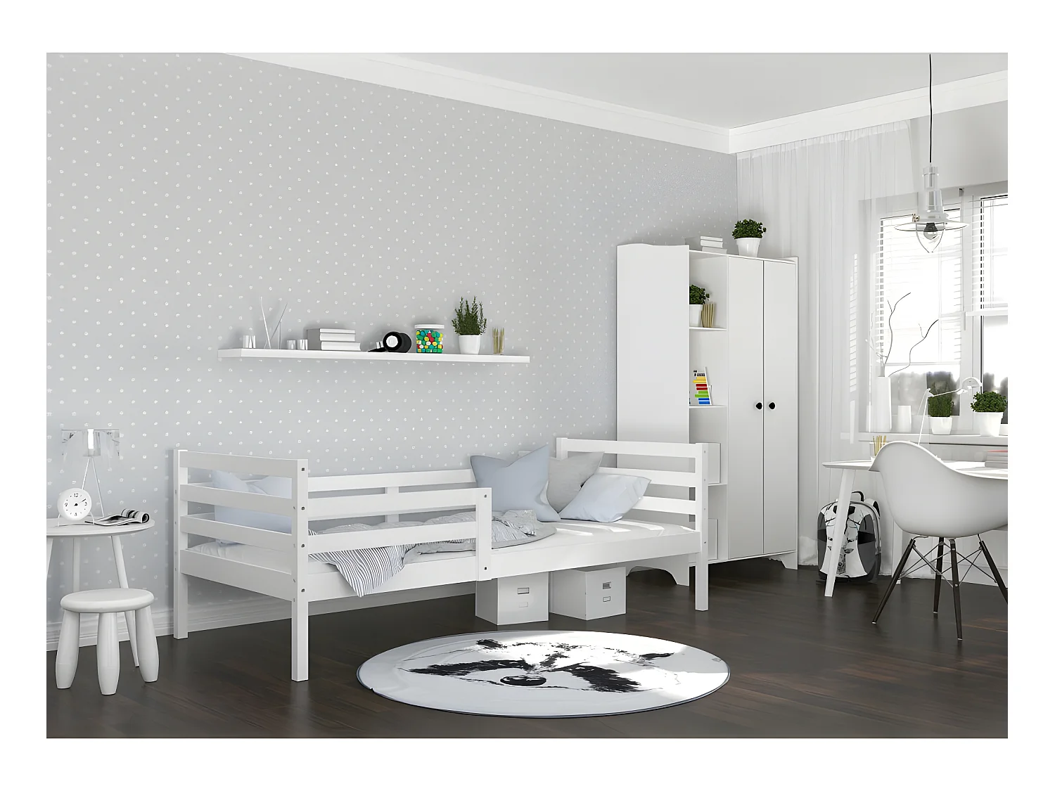 Lit Enfant Mika 90x190 Blanc Livré avec sommiers