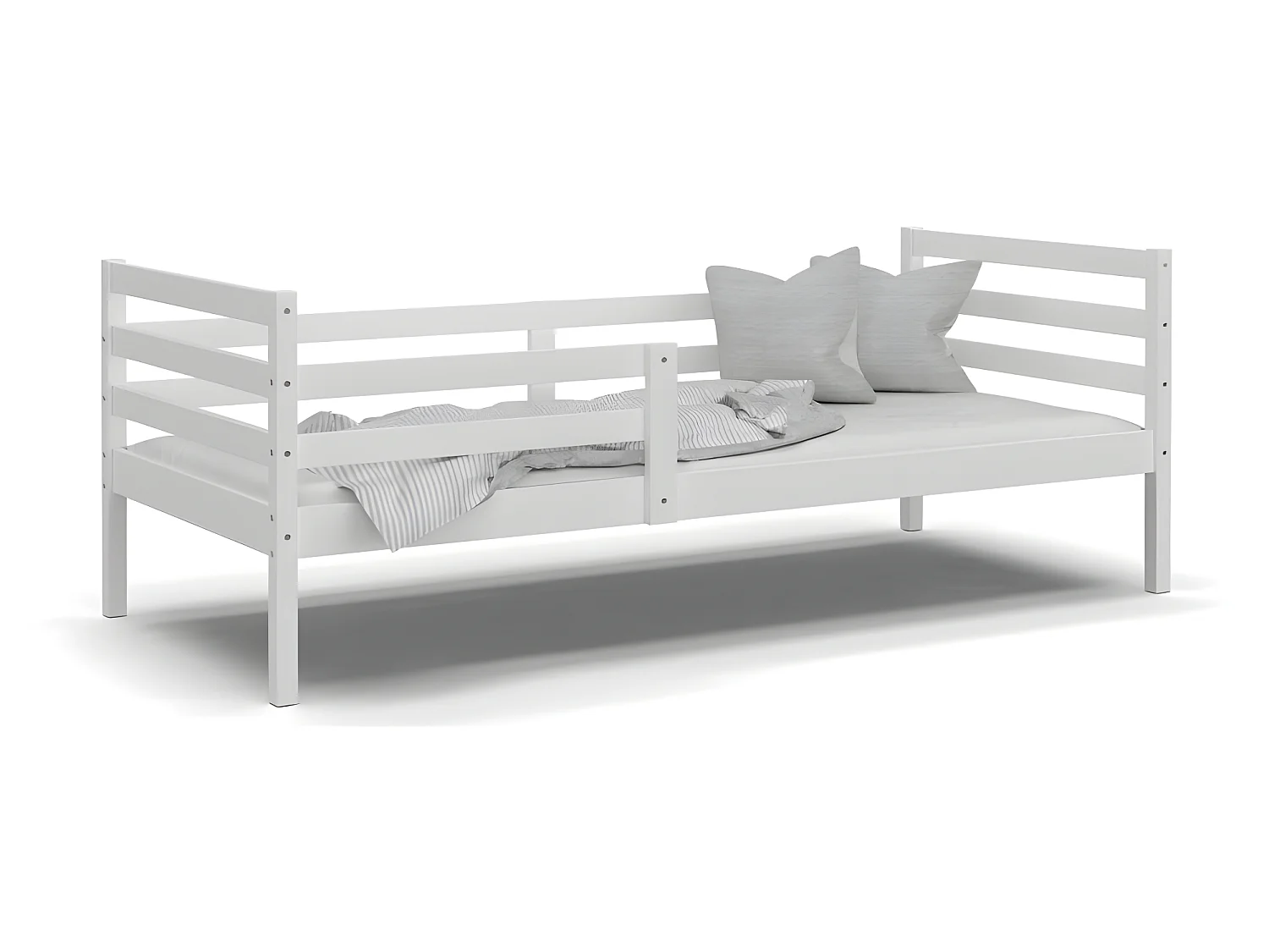 Lit Enfant Mika 90x190 Blanc Livré avec sommiers