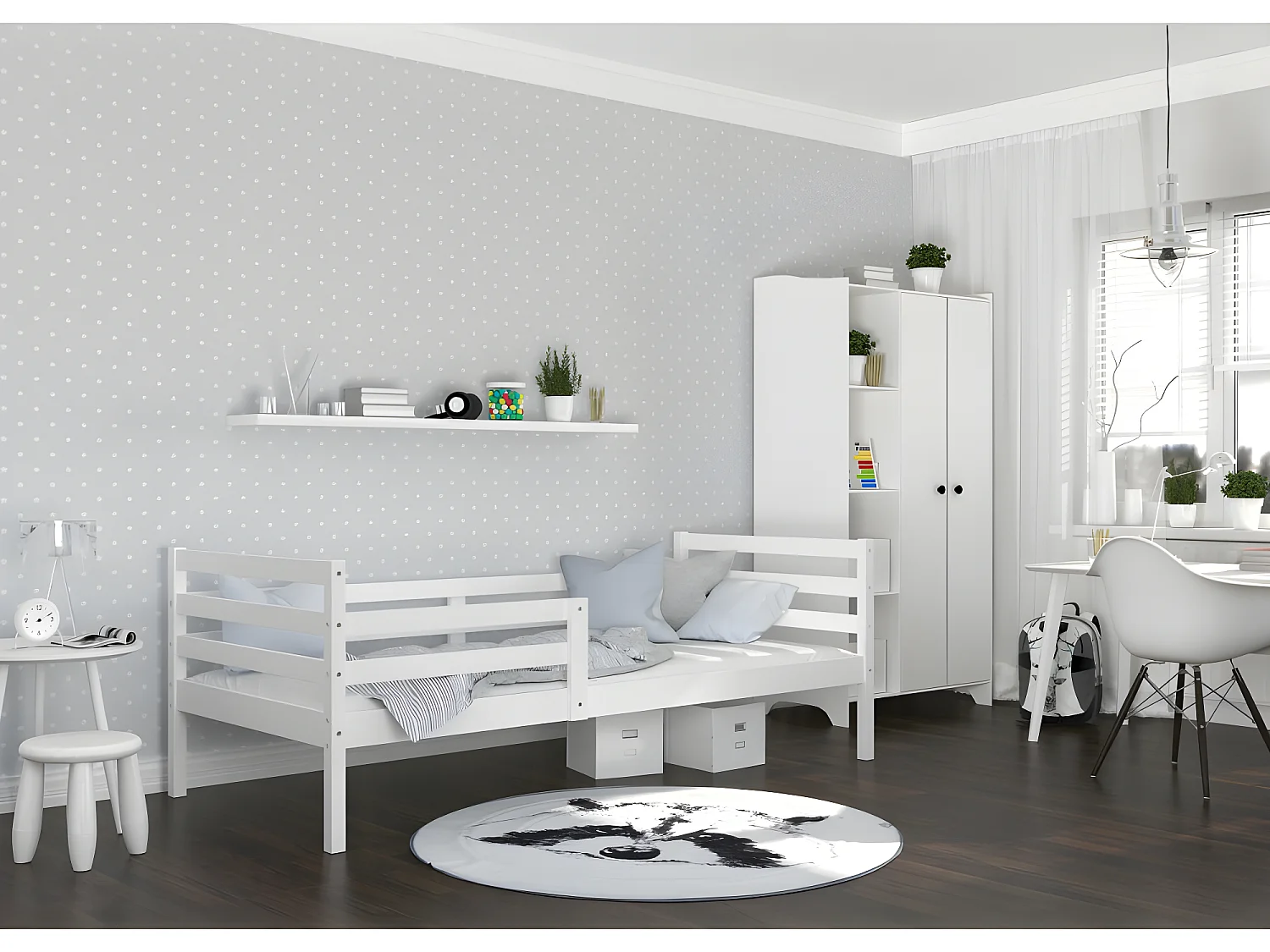 Lit Enfant Mika 90x190 Blanc Livré avec sommiers