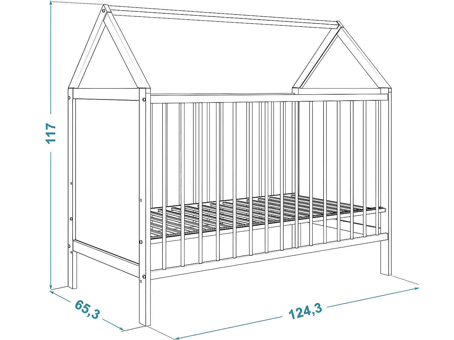 Lit Bébé Cabane Amelia  60x120 + Matelas Blanc