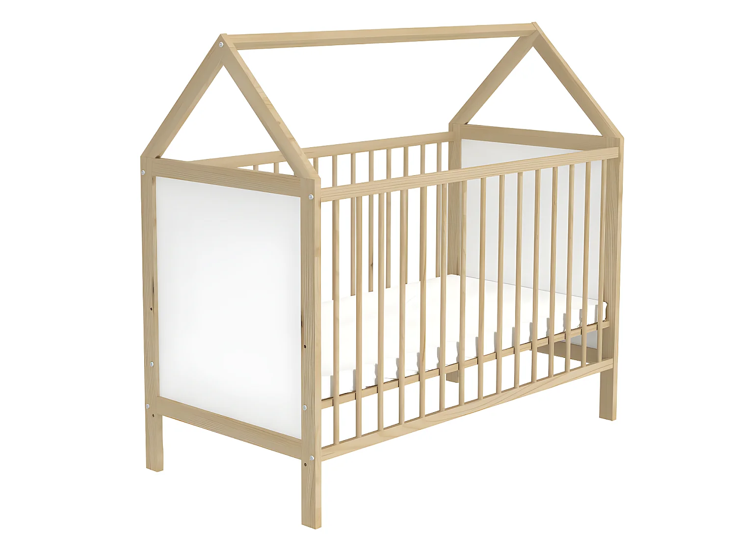 Lit Bébé Cabane Amelia 60x120 Pin - blanc