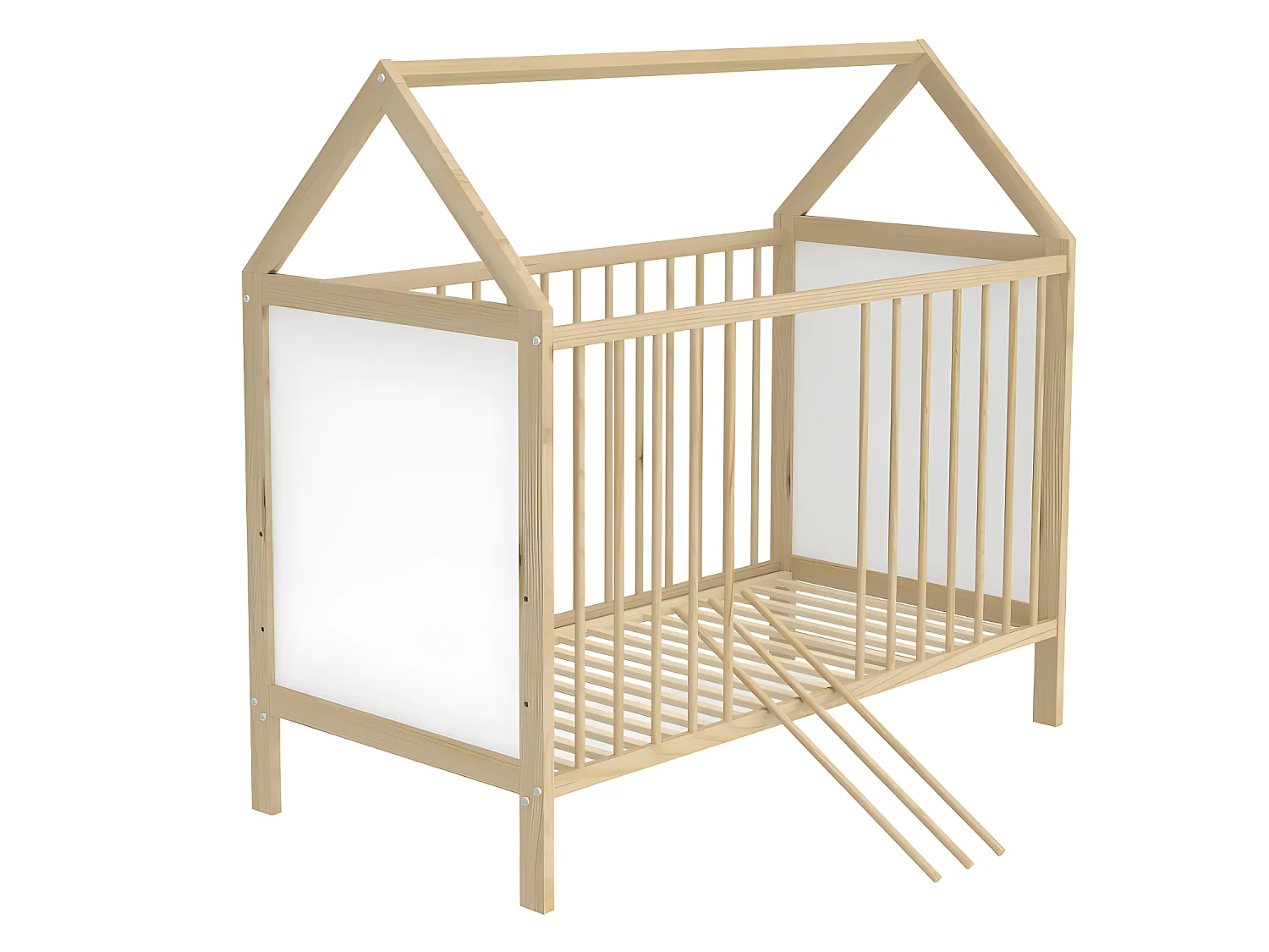 Lit Bébé Cabane Amelia 60x120 Pin - blanc