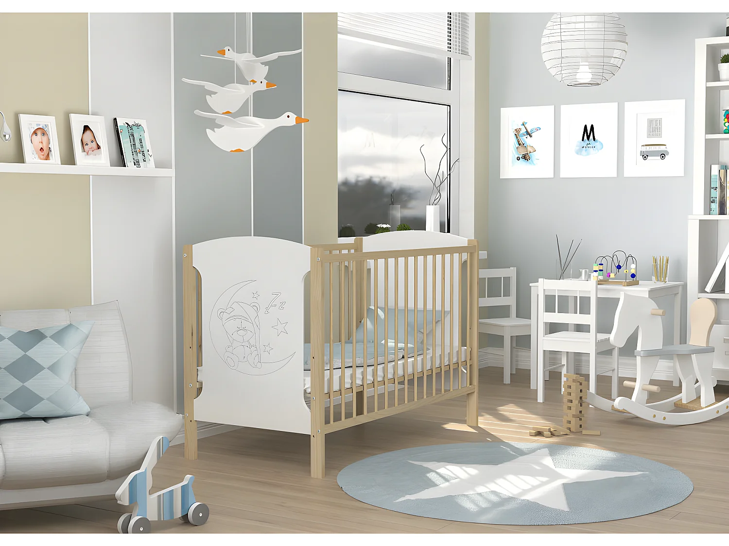 Lit Bébé Tola 02  60x120 Pin - blanc