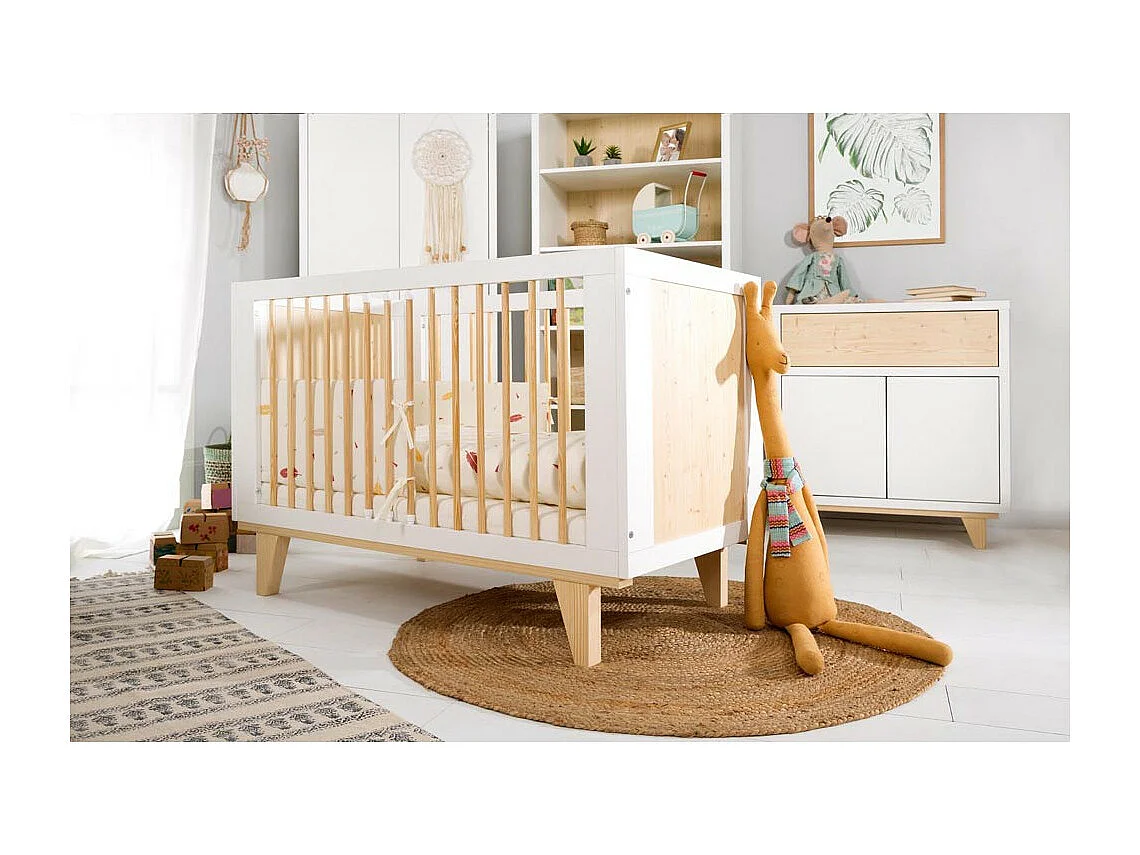 Lit Bébé Lydie 60x120 Pin - blanc