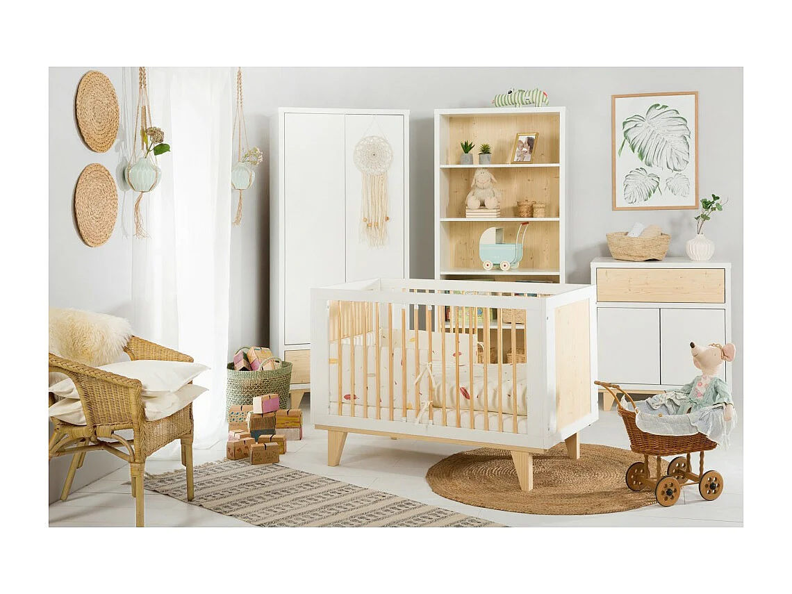 Lit Bébé Lydie 60x120 Pin - blanc