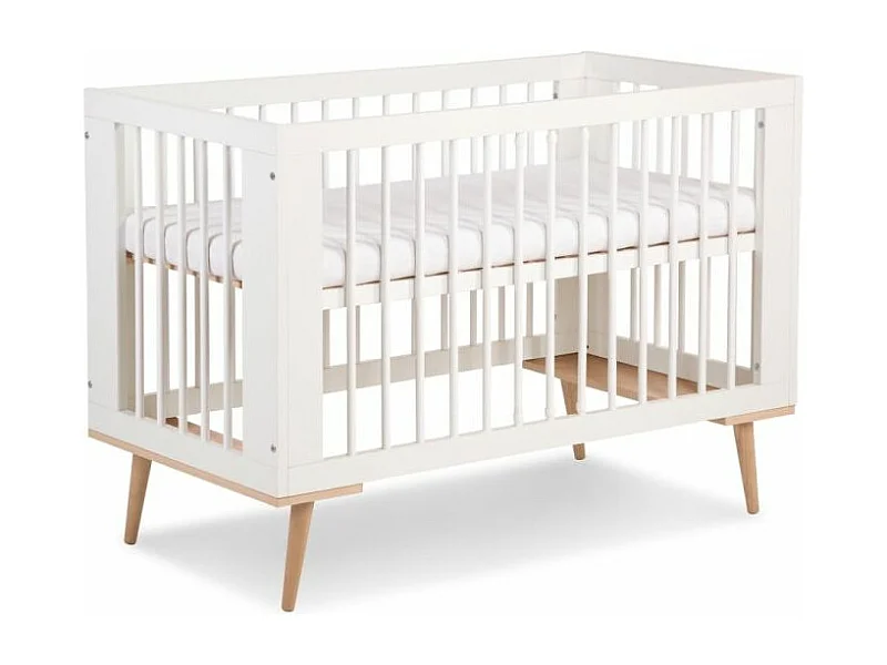 Lit Bébé Sofie Pin + Blanc 60x120 Pin - blanc