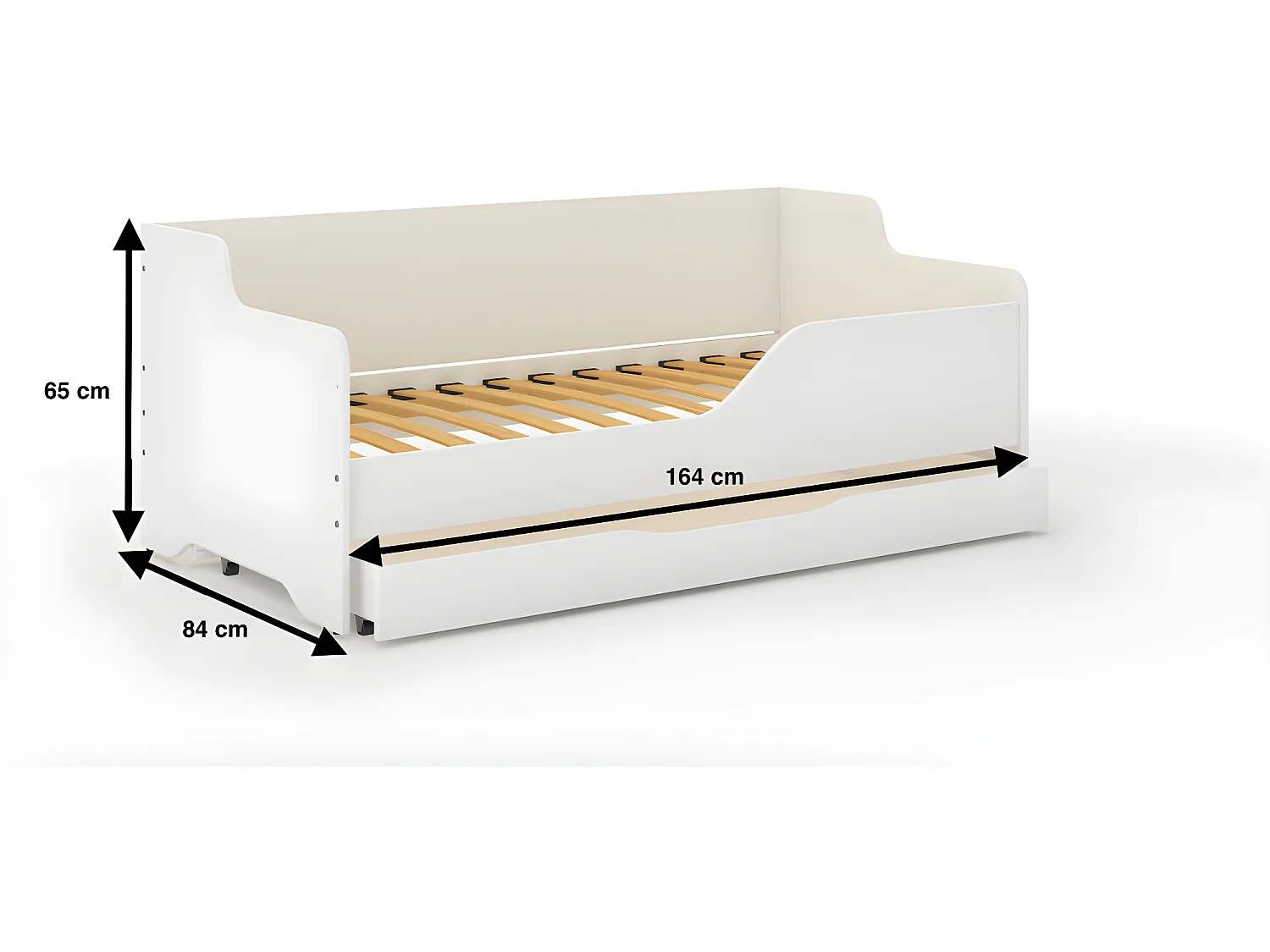 Lit Banquette Lilu 80 x 160 lilu blanc Livré avec le sommiers et tiroir.